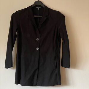 Eileen Fisher Womens Blazer Black Single Breasted Crepe Ponte Stretch Size Small